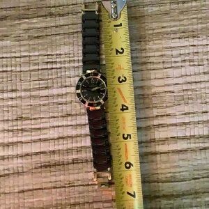 Anne Klein Black and Gold Watch with stones